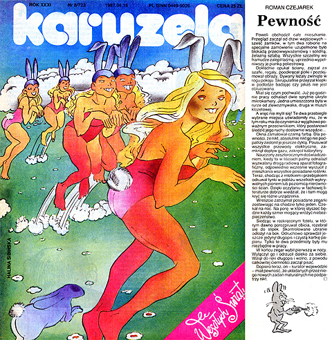 Archiwalny numer Karuzeli z moim tekstem, jednym z wielu. 16 kwietnia 1987 rok.